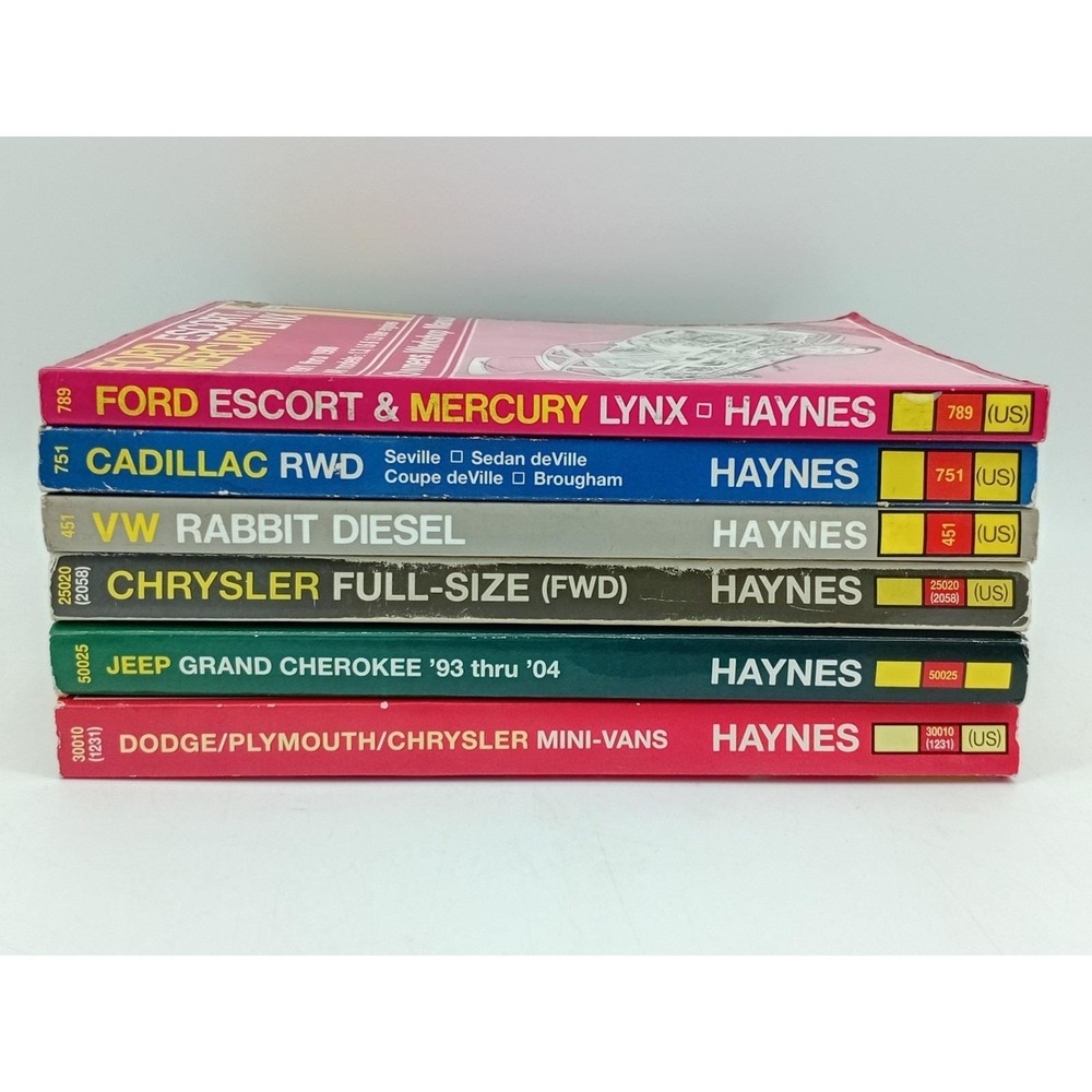 Lot of 6 Haynes Automotive Repair Manuals - Cadillac/Jeep/Ford/Dodge/Chrysler